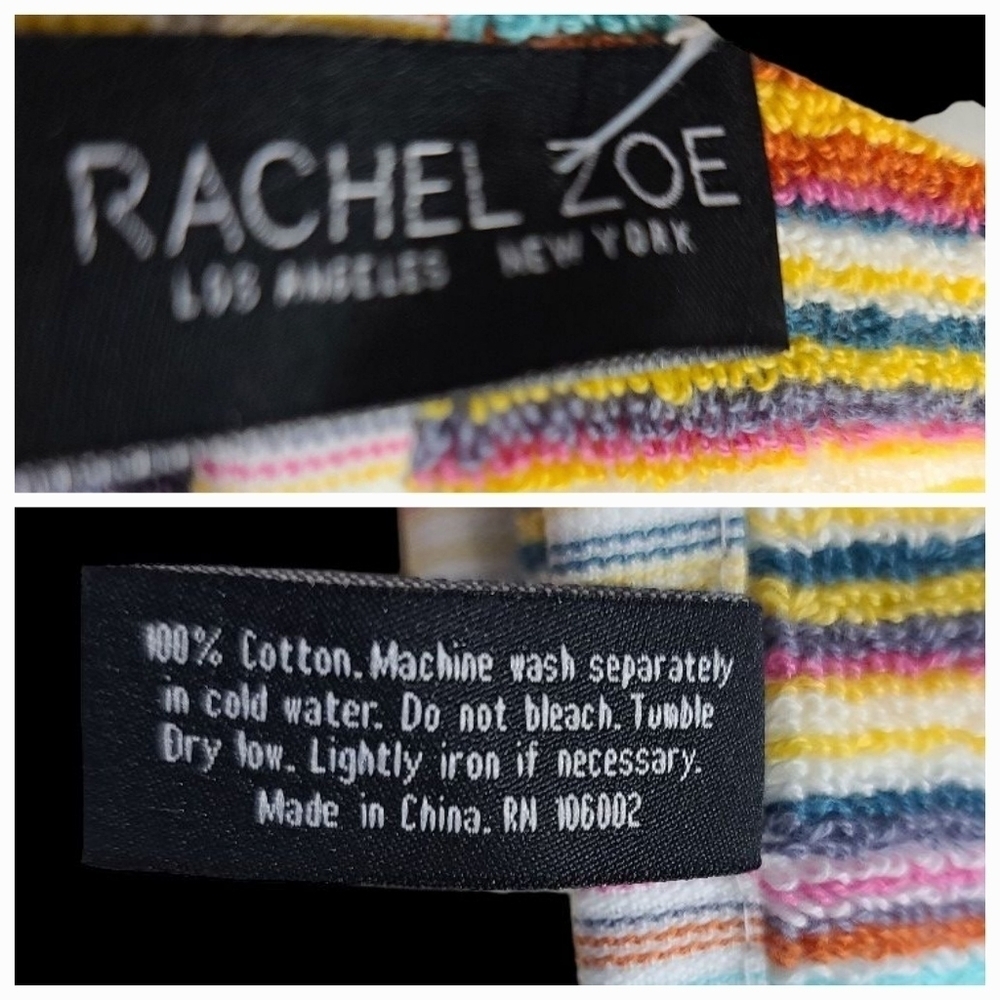 8pc Rachel Zoe Cotton Rainbow Striped Multicolored Bath Hand Washcloth Towel Set - Picture 8 of 9